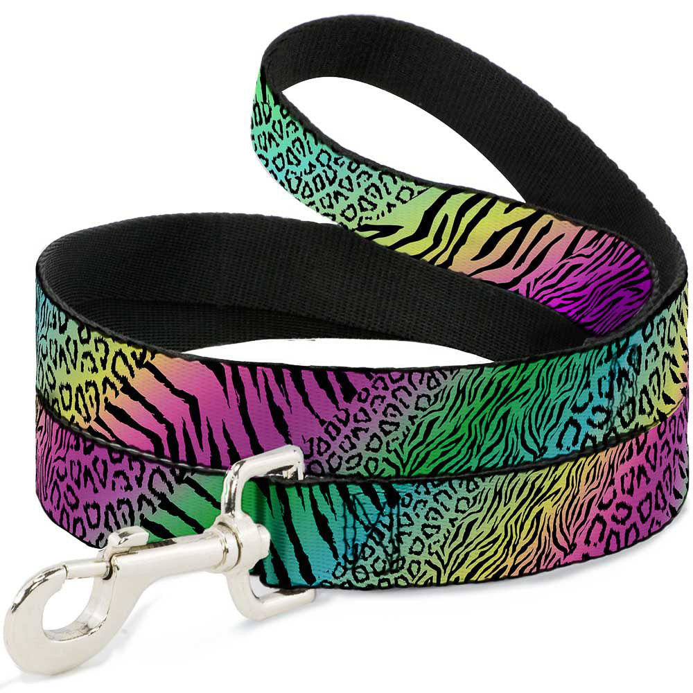Dog Leash - Animal Skins Rainbow/Black Dog Leashes Buckle-Down