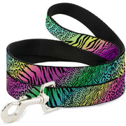 Dog Leash - Animal Skins Rainbow/Black Dog Leashes Buckle-Down