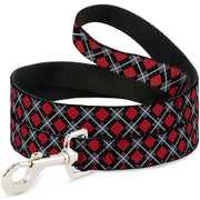Dog Leash - Argyle Black/Gray/Red Dog Leashes Buckle-Down
