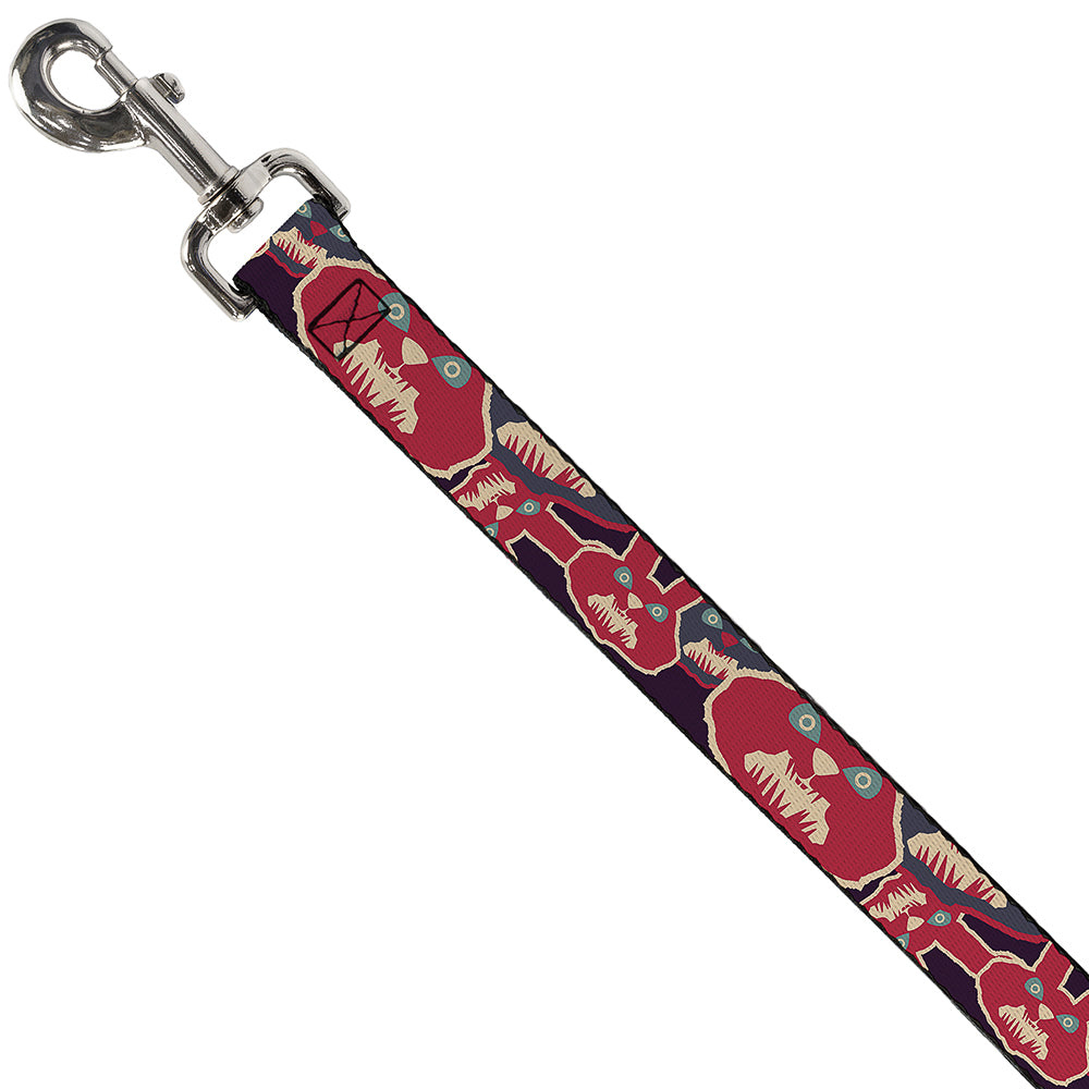 Dog Leash - Angry Bunnies CLOSE-UP Purple/Red/Blue Dog Leashes Buckle-Down