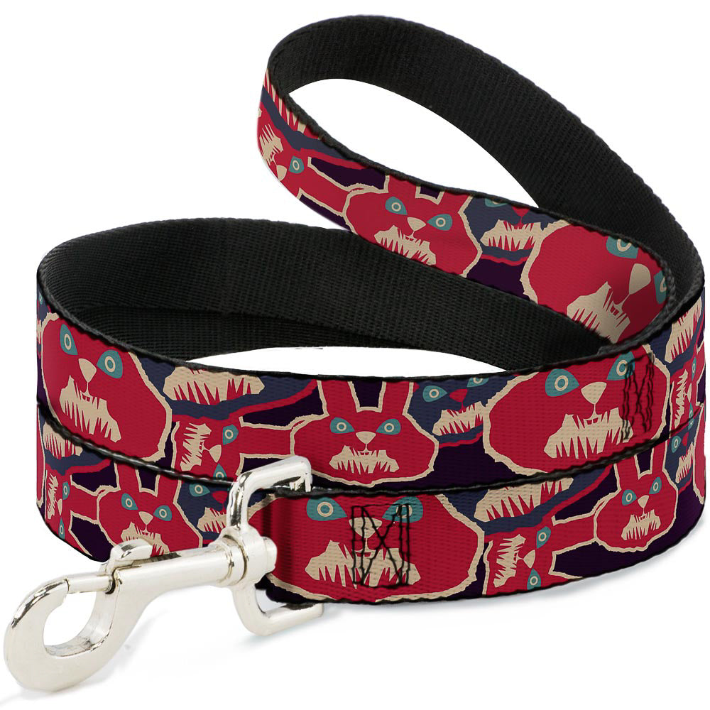Dog Leash - Angry Bunnies CLOSE-UP Purple/Red/Blue Dog Leashes Buckle-Down