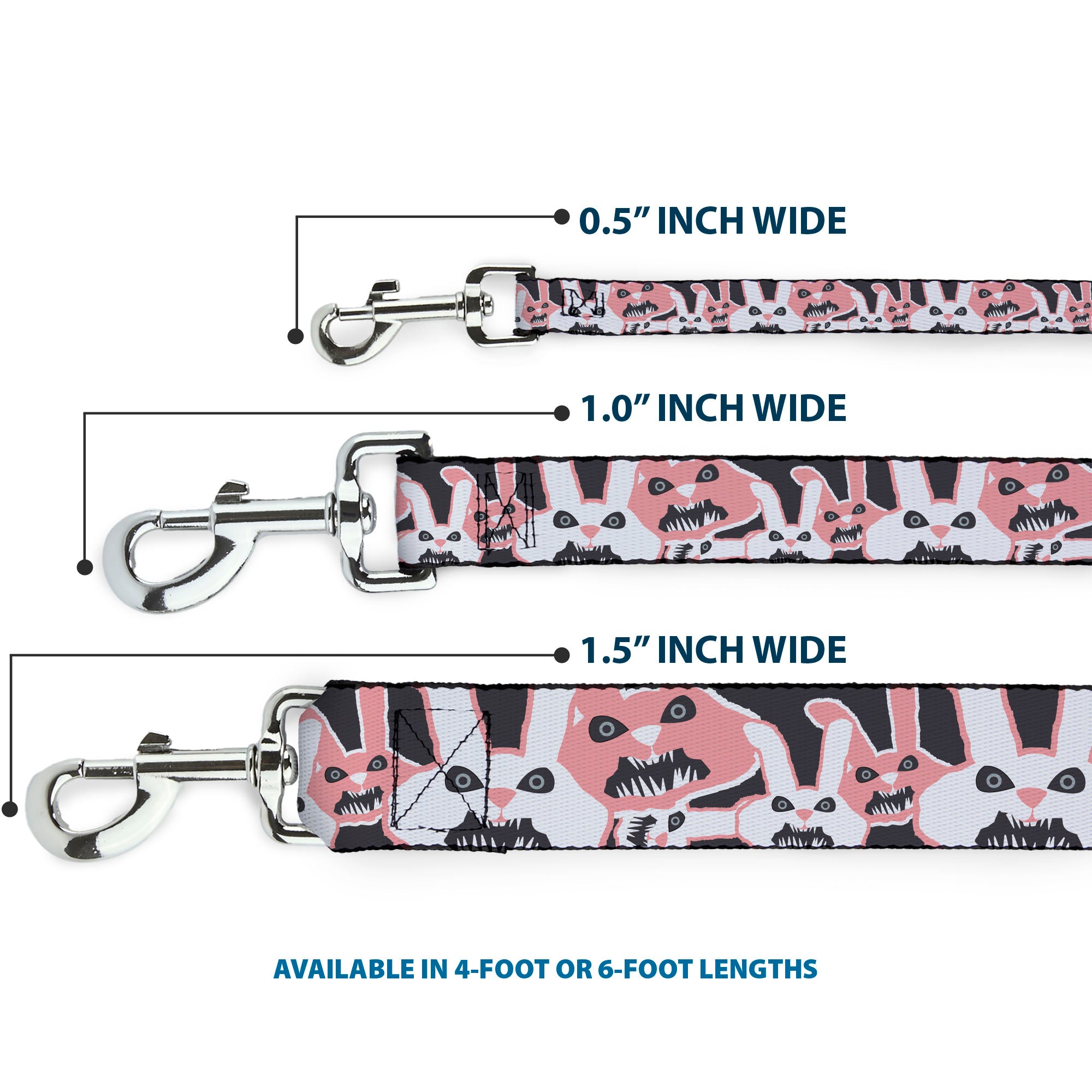 Dog Leash - Angry Bunnies Gray/Pinks Dog Leashes Buckle-Down