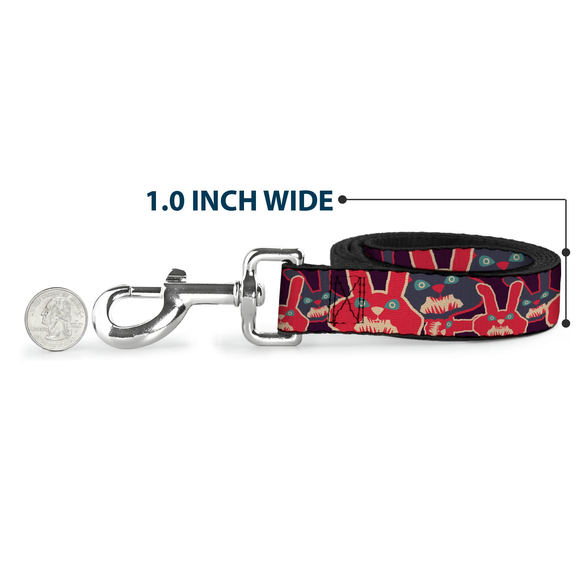Dog Leash - Angry Bunnies Purple/Red/Blue Dog Leashes Buckle-Down