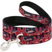 Dog Leash - Angry Bunnies Purple/Red/Blue Dog Leashes Buckle-Down