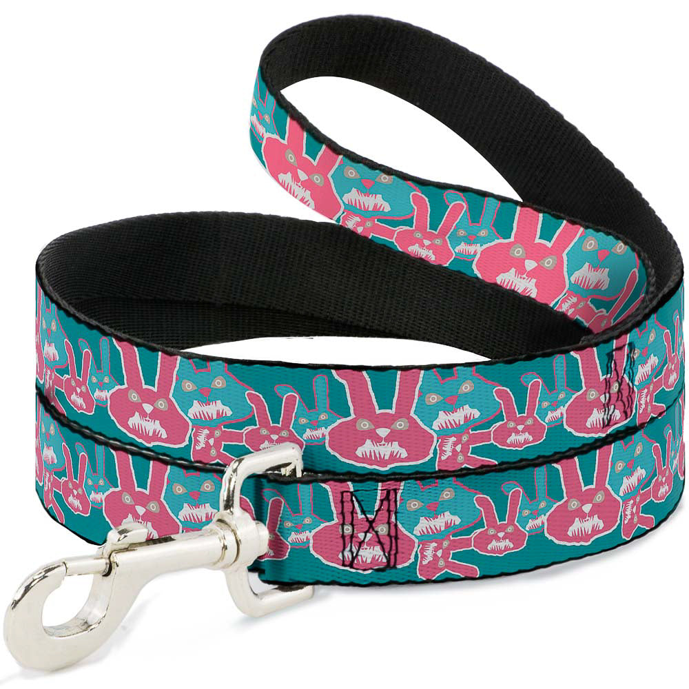 Dog Leash - Angry Bunnies Turquoise/Pinks Dog Leashes Buckle-Down