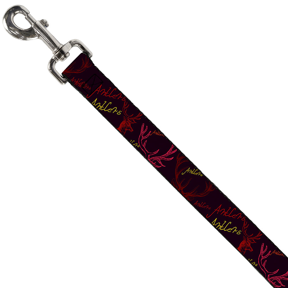 Dog Leash - Antlers Black/Burgundy/Gold Dog Leashes Buckle-Down