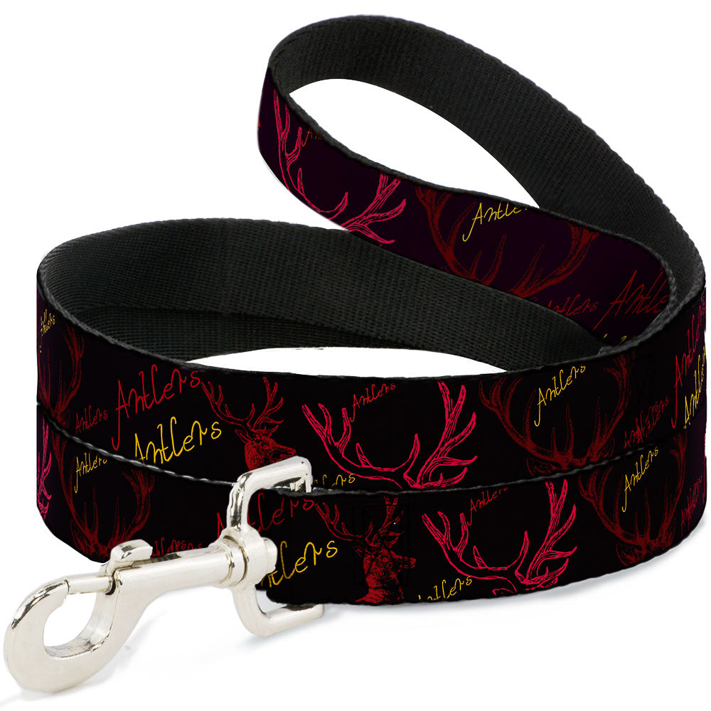 Dog Leash - Antlers Black/Burgundy/Gold Dog Leashes Buckle-Down