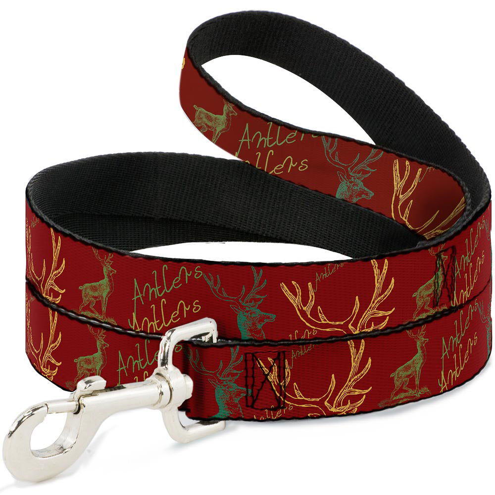 Dog Leash - Antlers Brown/Turquoise/Gold Dog Leashes Buckle-Down