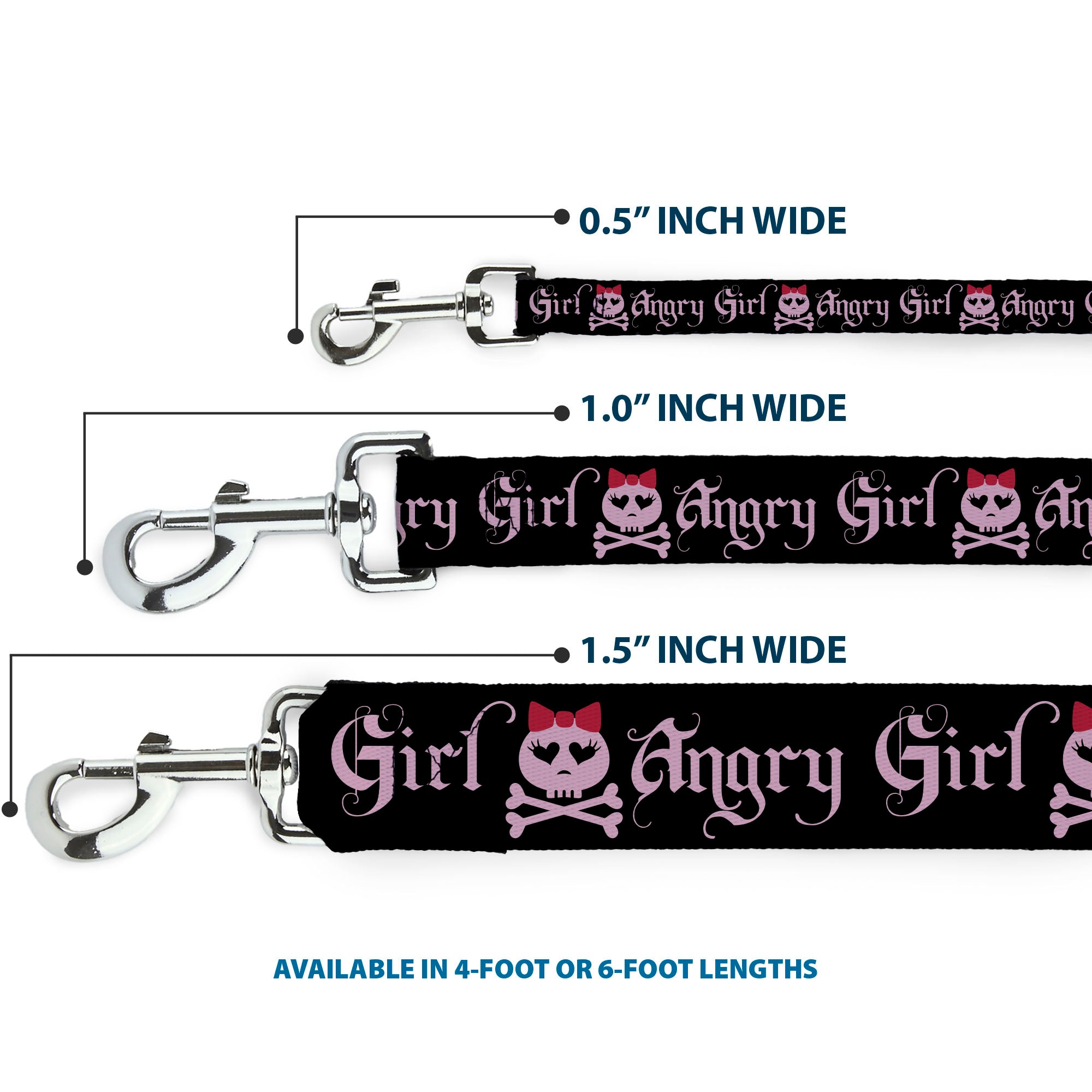 Dog Leash - Angry Girl Black/Pink Dog Leashes Buckle-Down