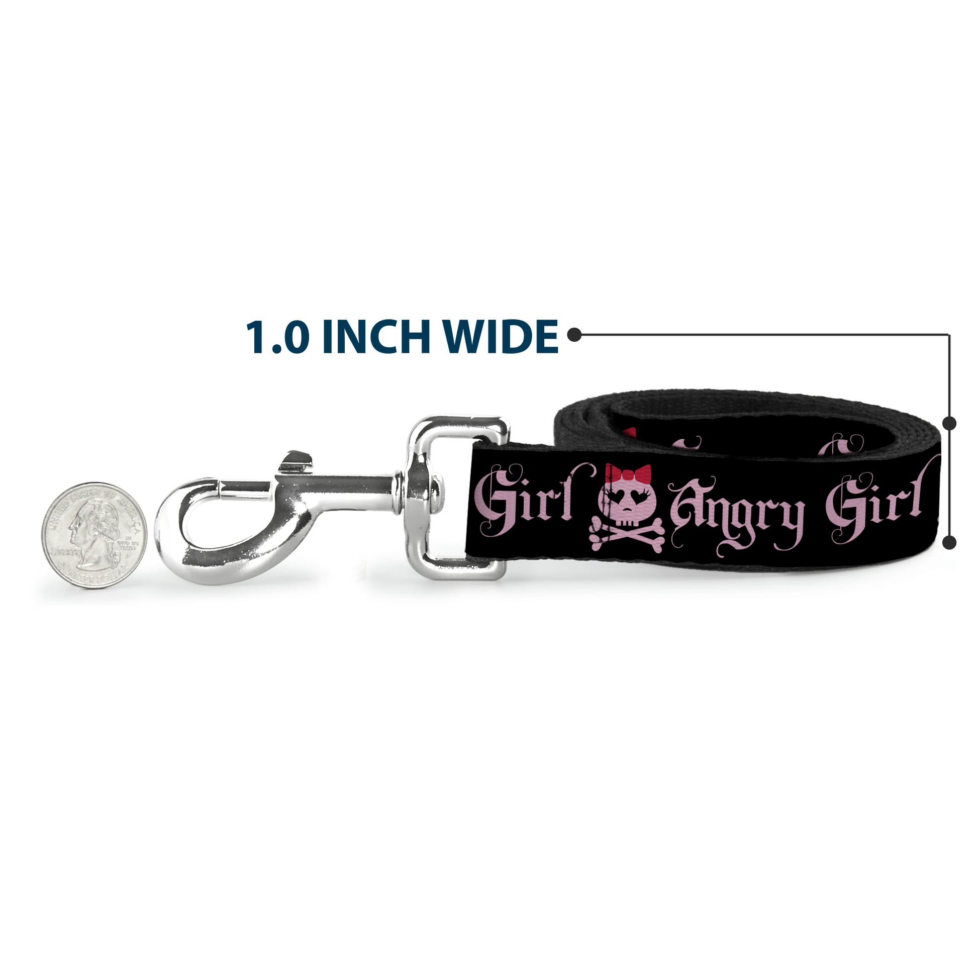 Dog Leash - Angry Girl Black/Pink Dog Leashes Buckle-Down