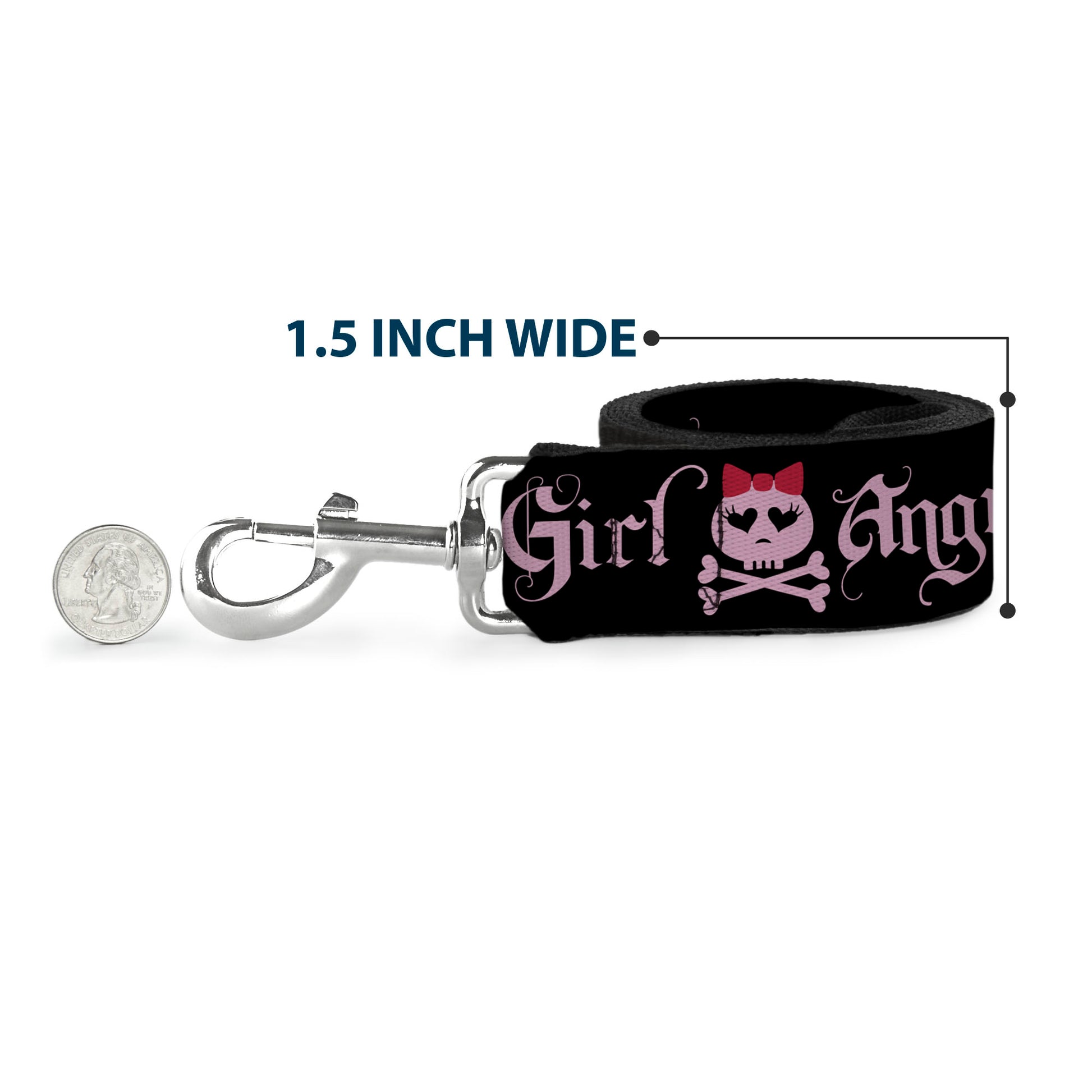 Dog Leash - Angry Girl Black/Pink Dog Leashes Buckle-Down