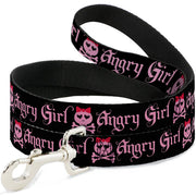 Dog Leash - Angry Girl Black/Pink Dog Leashes Buckle-Down