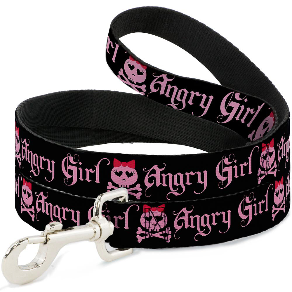 Dog Leash - Angry Girl Black/Pink Dog Leashes Buckle-Down