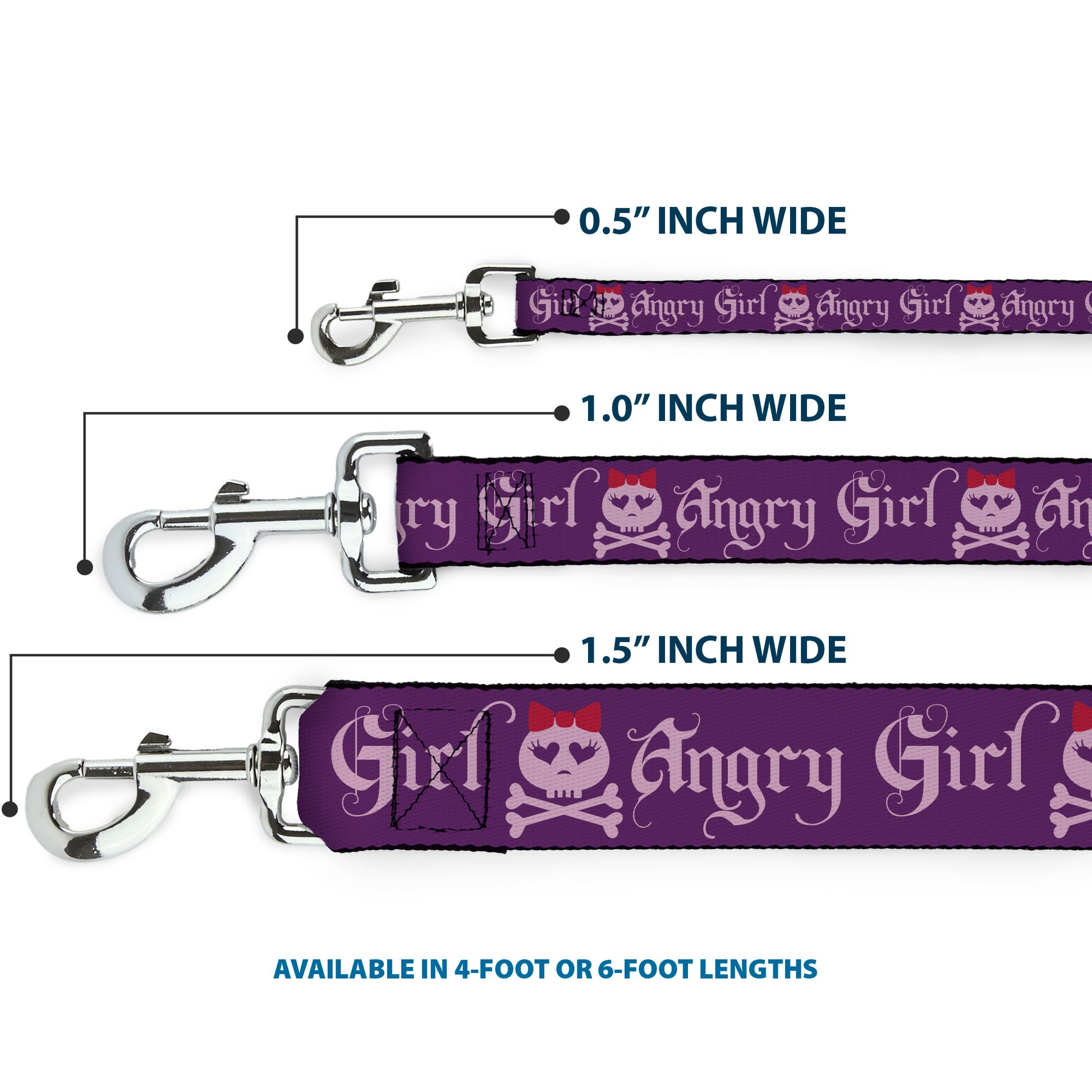 Dog Leash - Angry Girl Purple/Pink Dog Leashes Buckle-Down