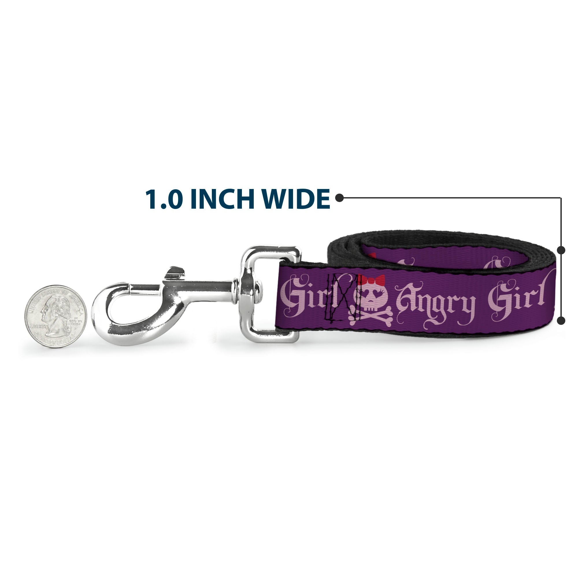 Dog Leash - Angry Girl Purple/Pink Dog Leashes Buckle-Down