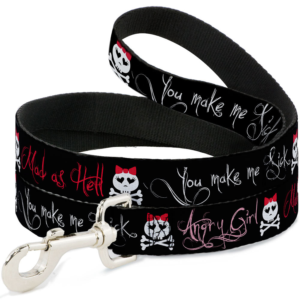 Dog Leash - Angry Girl/Mad As Hell/You Make Me Sick Dog Leashes Buckle-Down