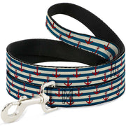 Dog Leash - Anchors w/Stripes White/Blue/Red Dog Leashes Buckle-Down