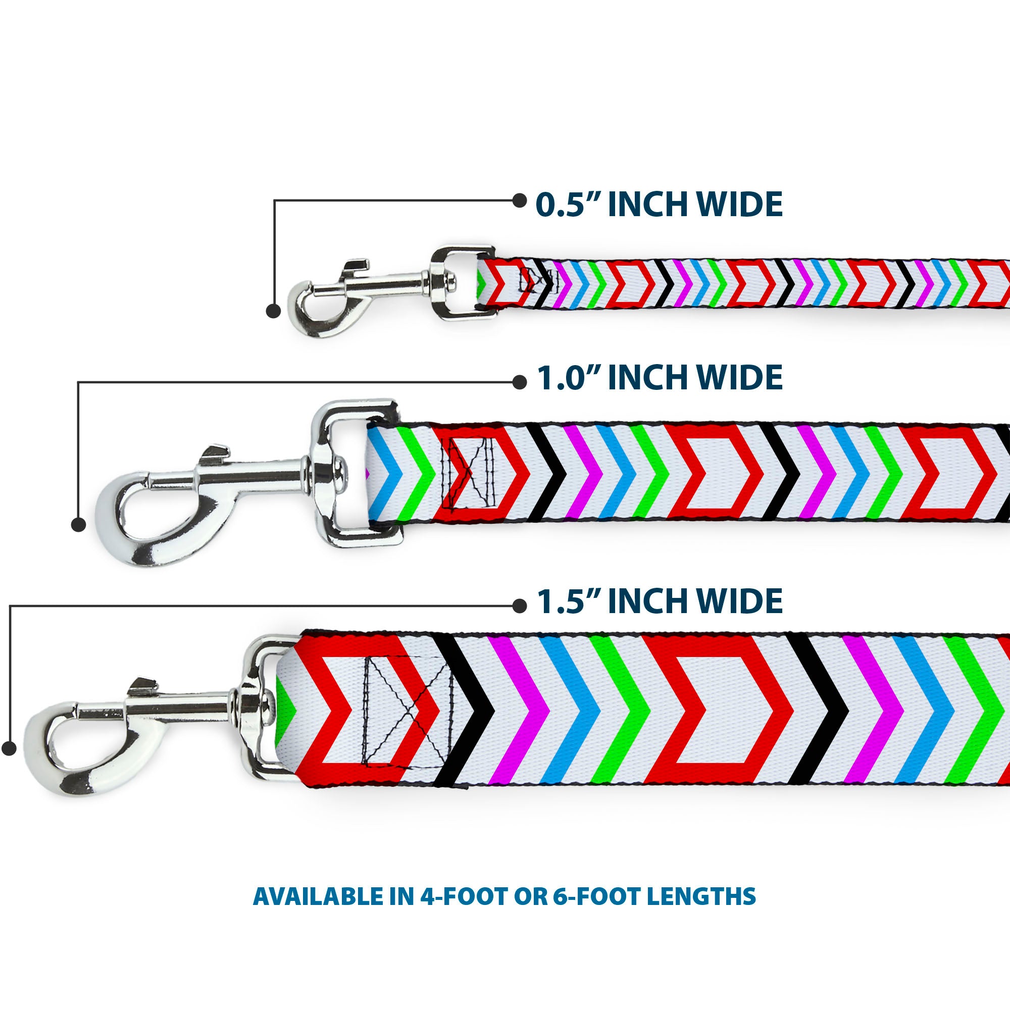 Dog Leash - Arrows White/Multi Color Dog Leashes Buckle-Down