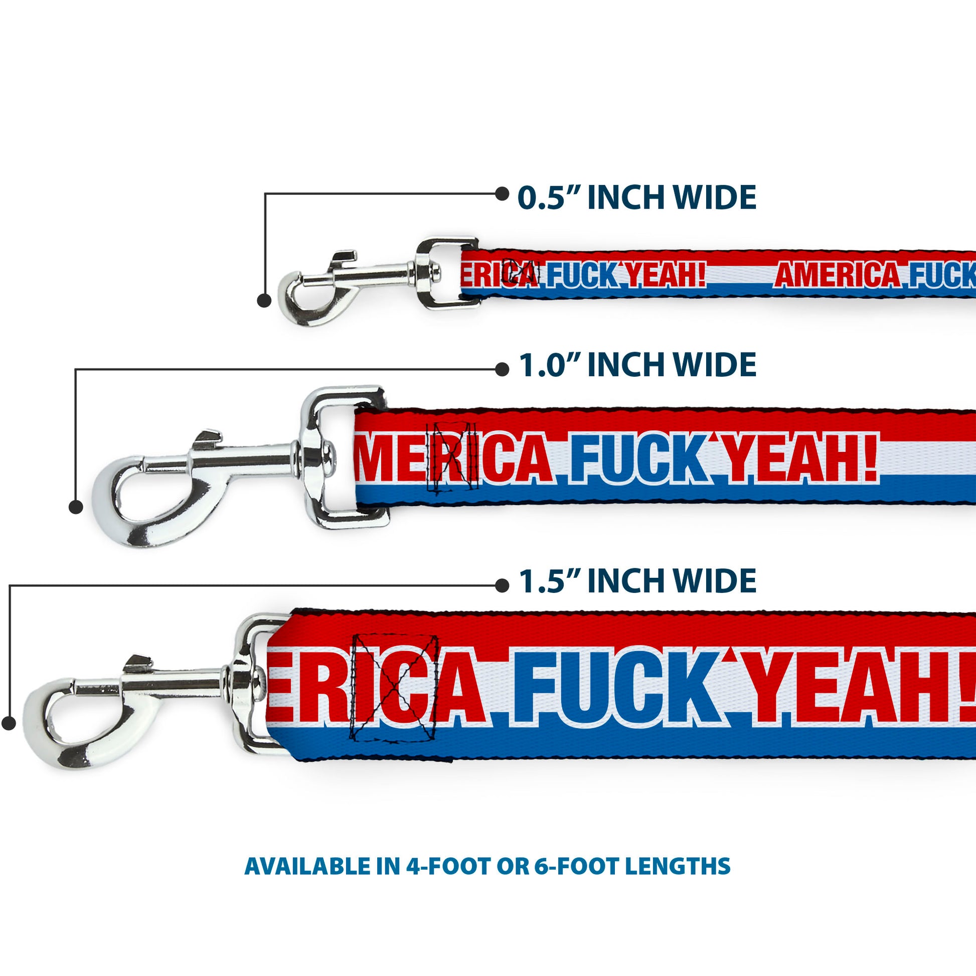Dog Leash - AMERICA, FUCK YEA Red/White/Blue Dog Leashes Buckle-Down
