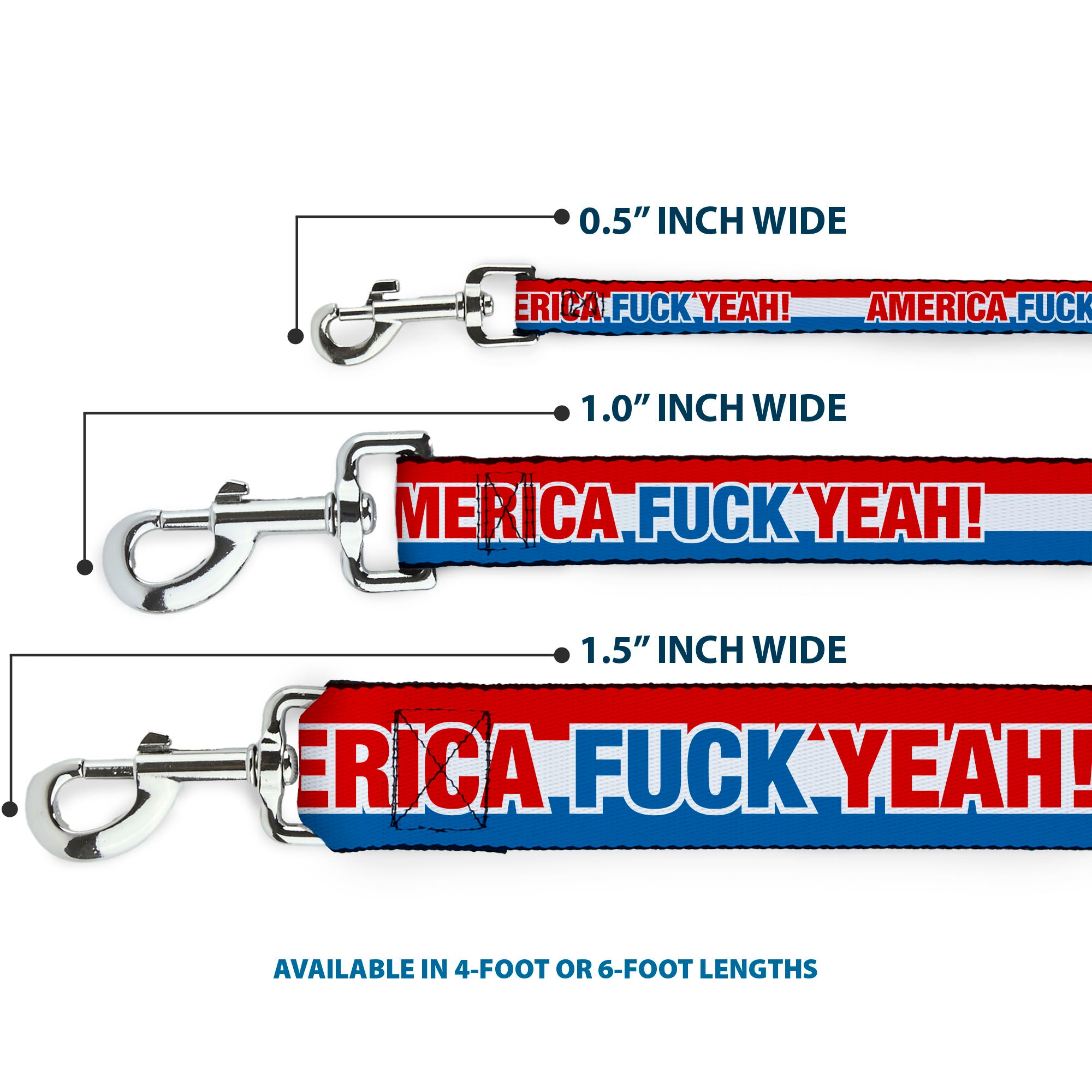 Dog Leash - AMERICA, FUCK YEA Red/White/Blue Dog Leashes Buckle-Down