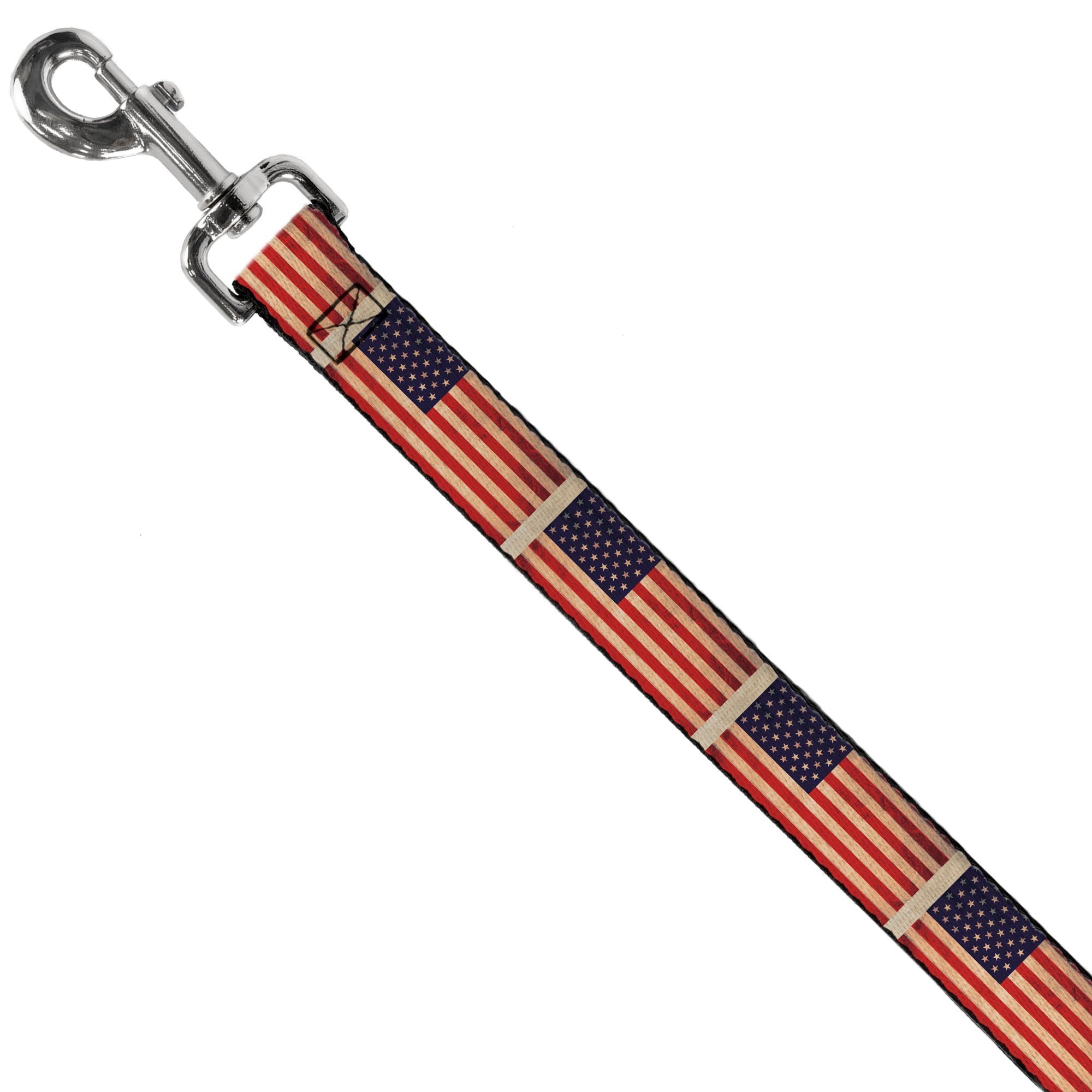 Dog Leash - American Flag Weathered Color Repeat Dog Leashes Buckle-Down