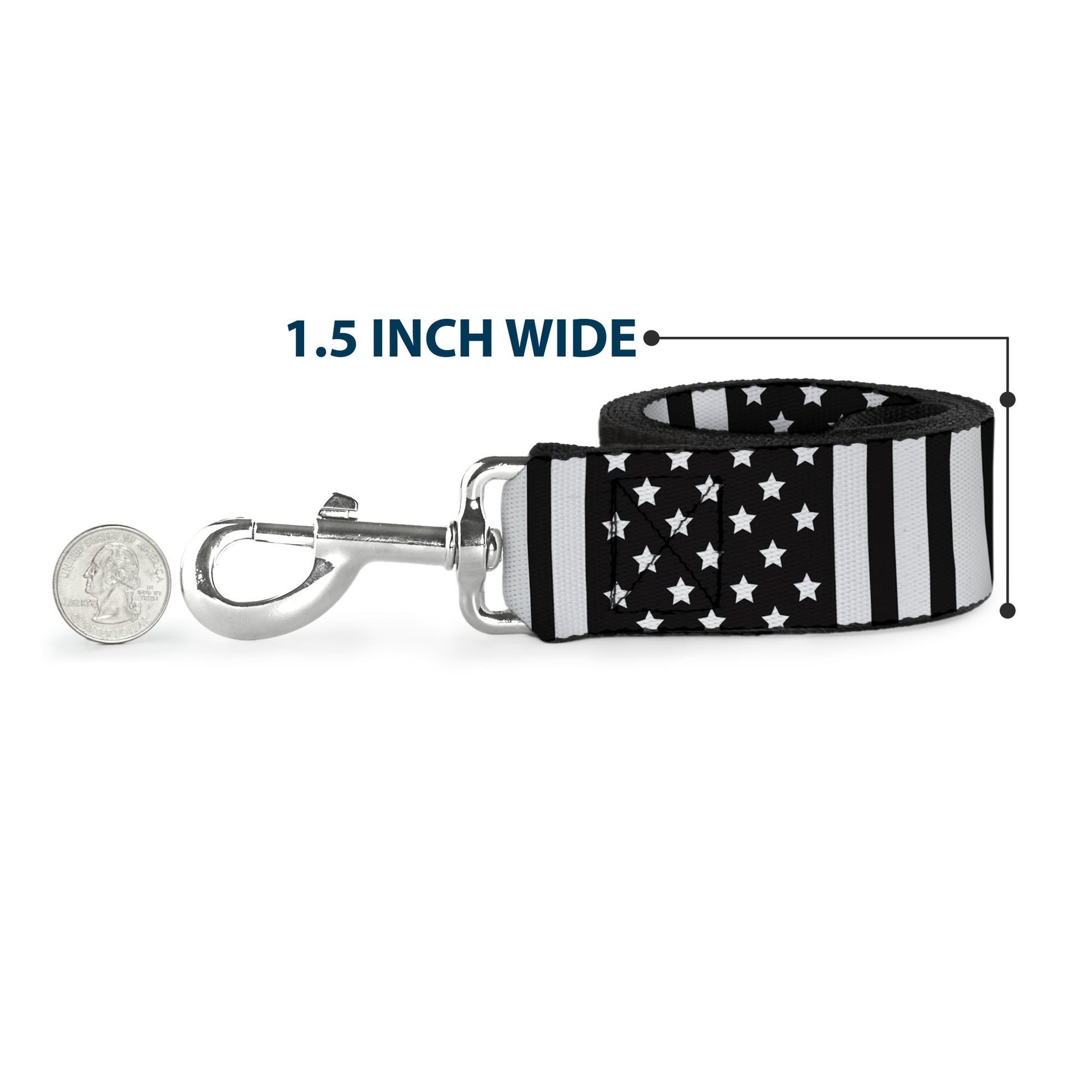 Dog Leash - American Flag CLOSE-UP Black/White Dog Leashes Buckle-Down