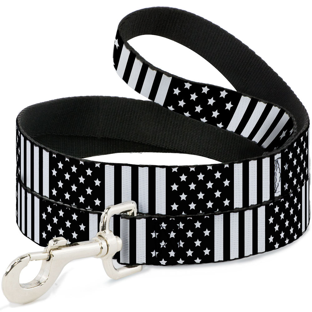 Dog Leash - American Flag CLOSE-UP Black/White Dog Leashes Buckle-Down