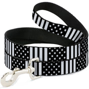 Dog Leash - American Flag CLOSE-UP Black/White Dog Leashes Buckle-Down