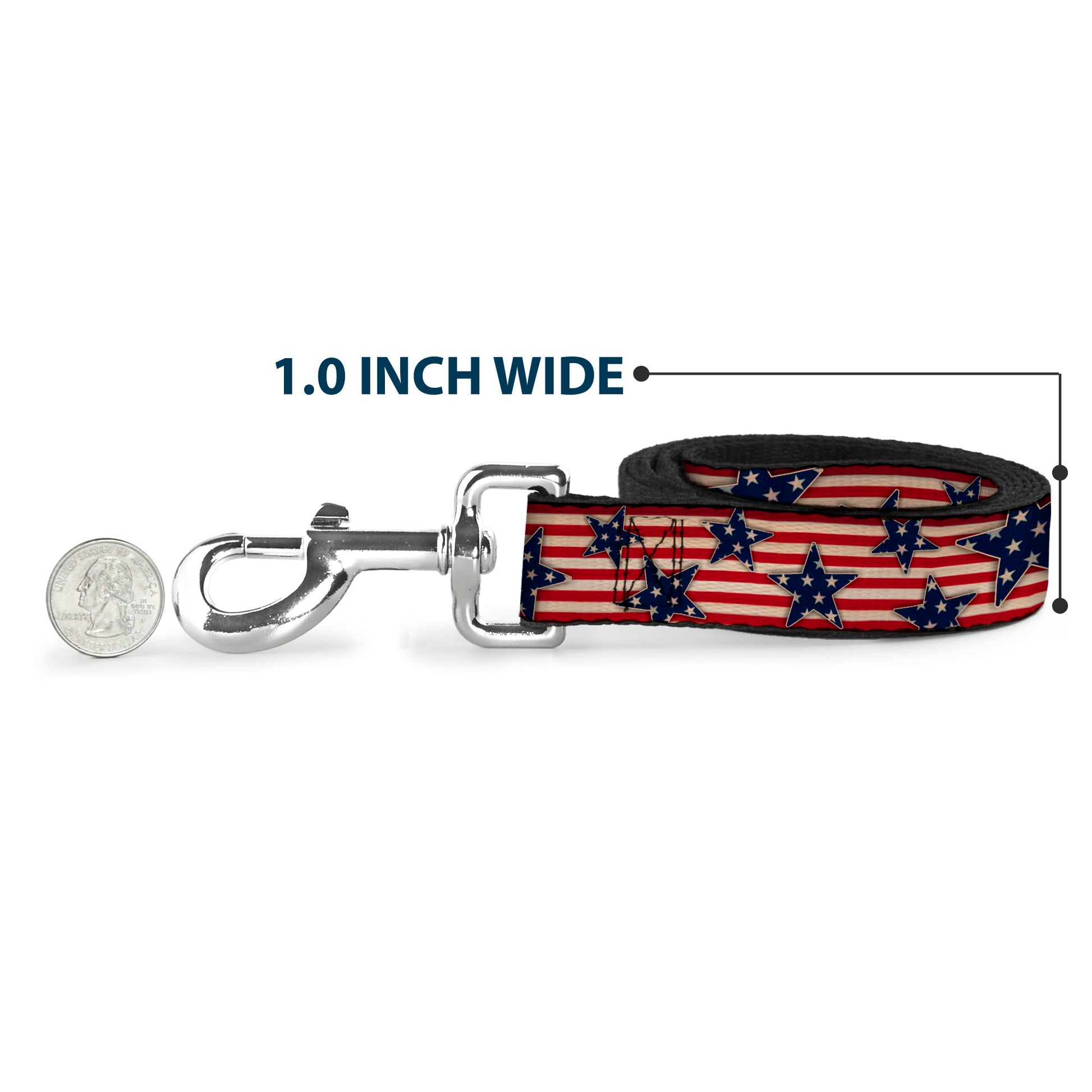 Dog Leash - Americana Stars & Stripes Red/White/Blue/White Dog Leashes Buckle-Down