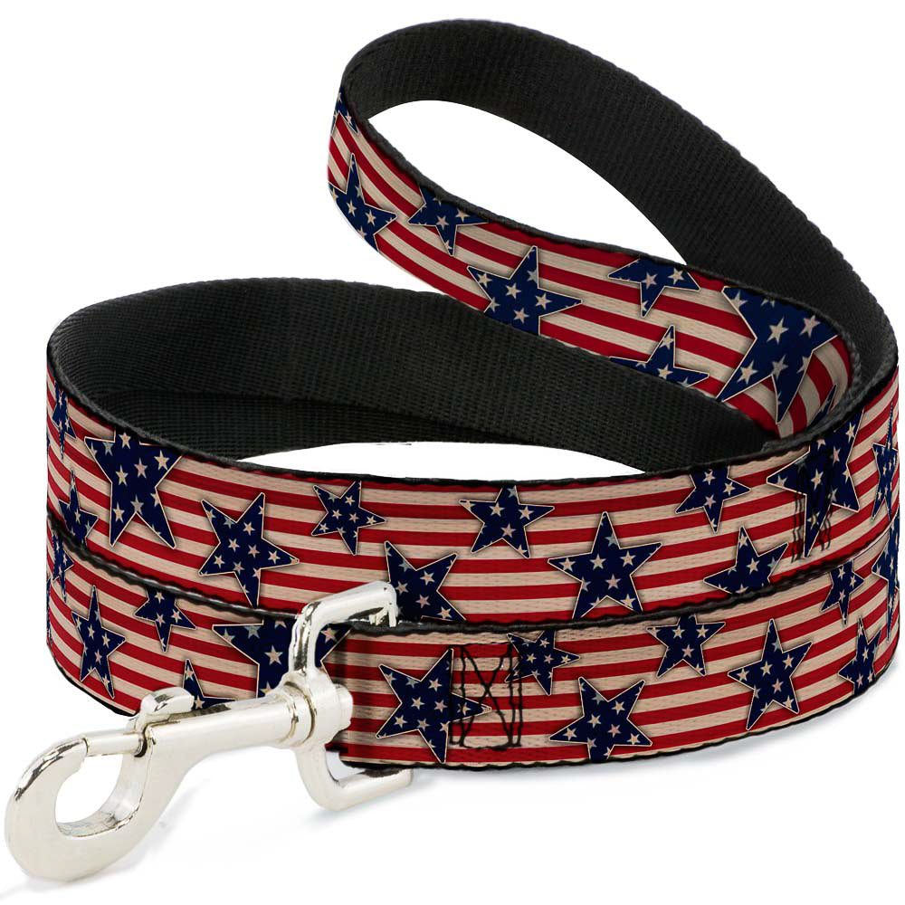Dog Leash - Americana Stars & Stripes Red/White/Blue/White Dog Leashes Buckle-Down