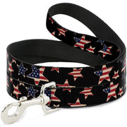 Dog Leash - Americana Stars & Flags Black/Red/White/Blue Dog Leashes Buckle-Down