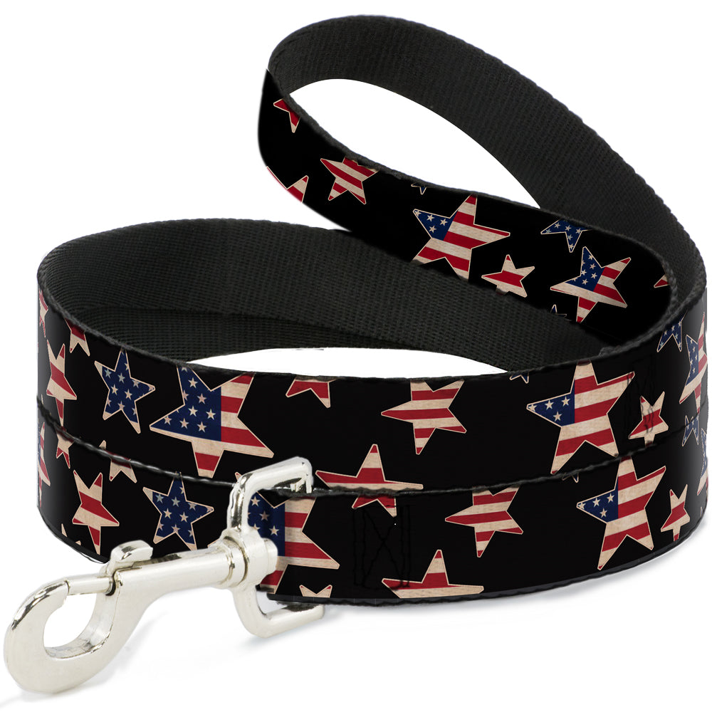 Dog Leash - Americana Stars & Flags Black/Red/White/Blue Dog Leashes Buckle-Down