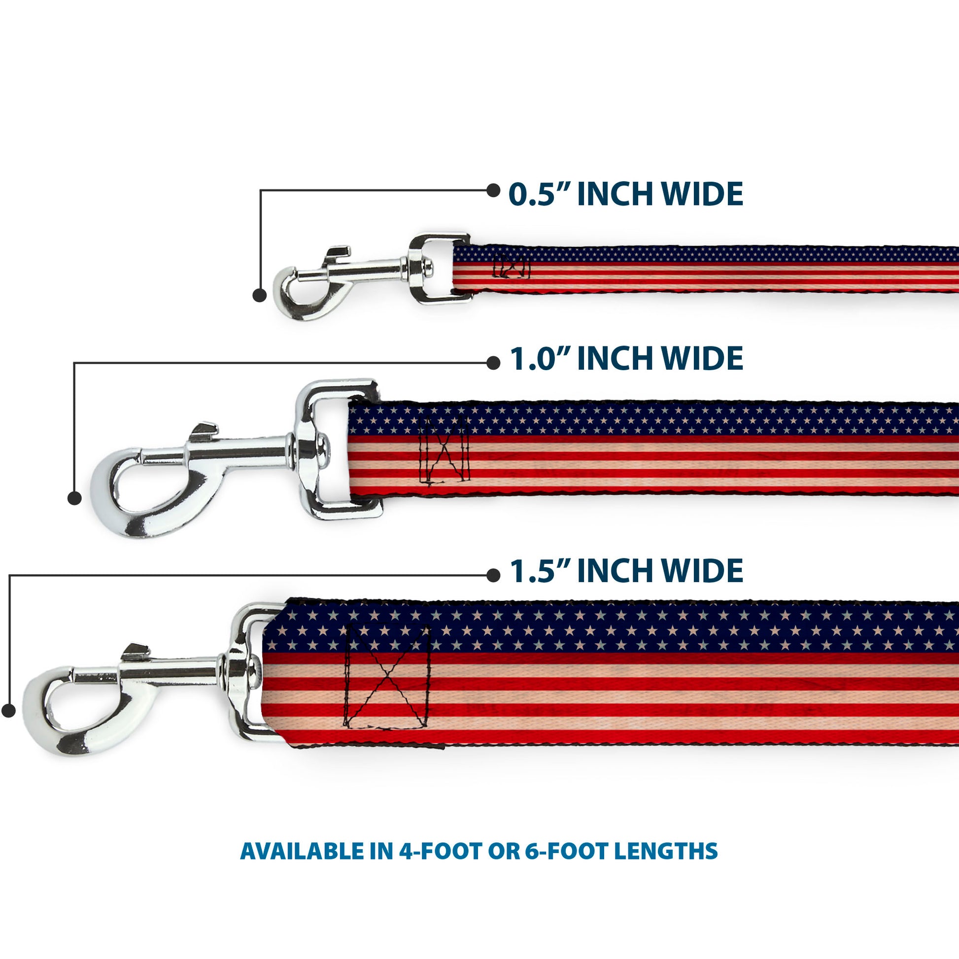 Dog Leash - American Flag Stripe Dog Leashes Buckle-Down