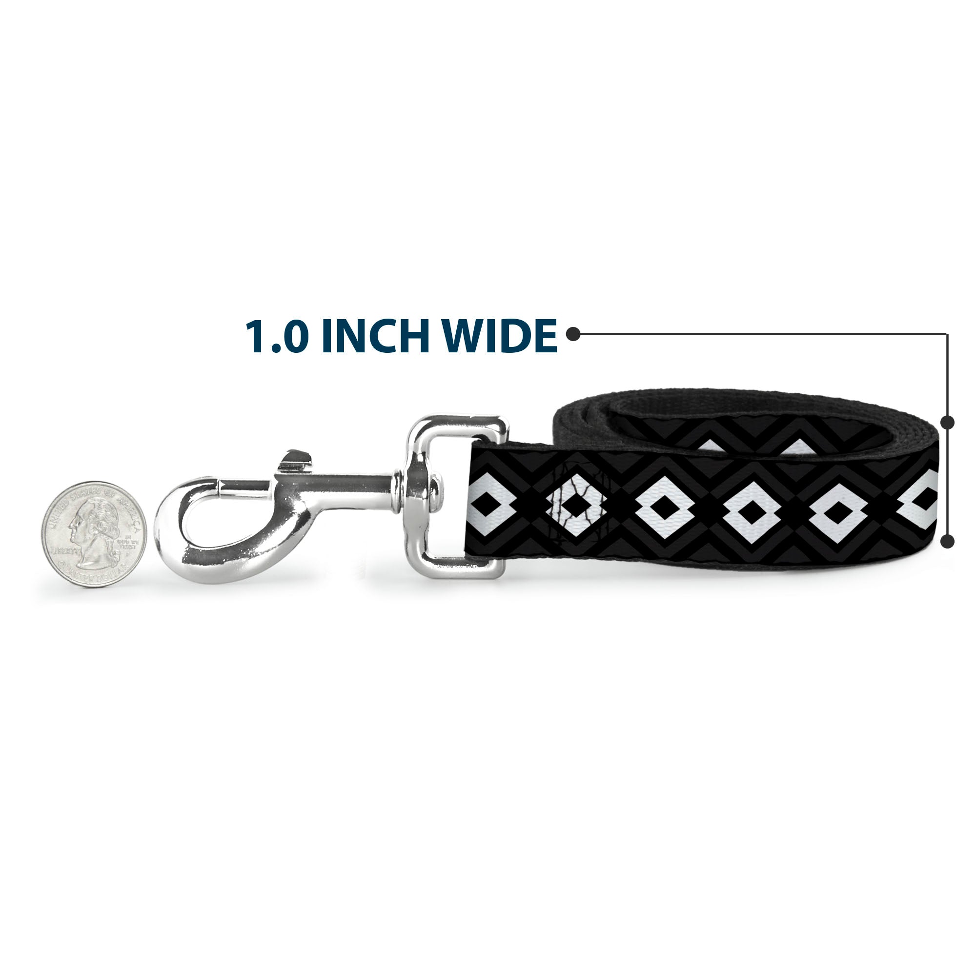 Dog Leash - Aztec2 White/Black Dog Leashes Buckle-Down