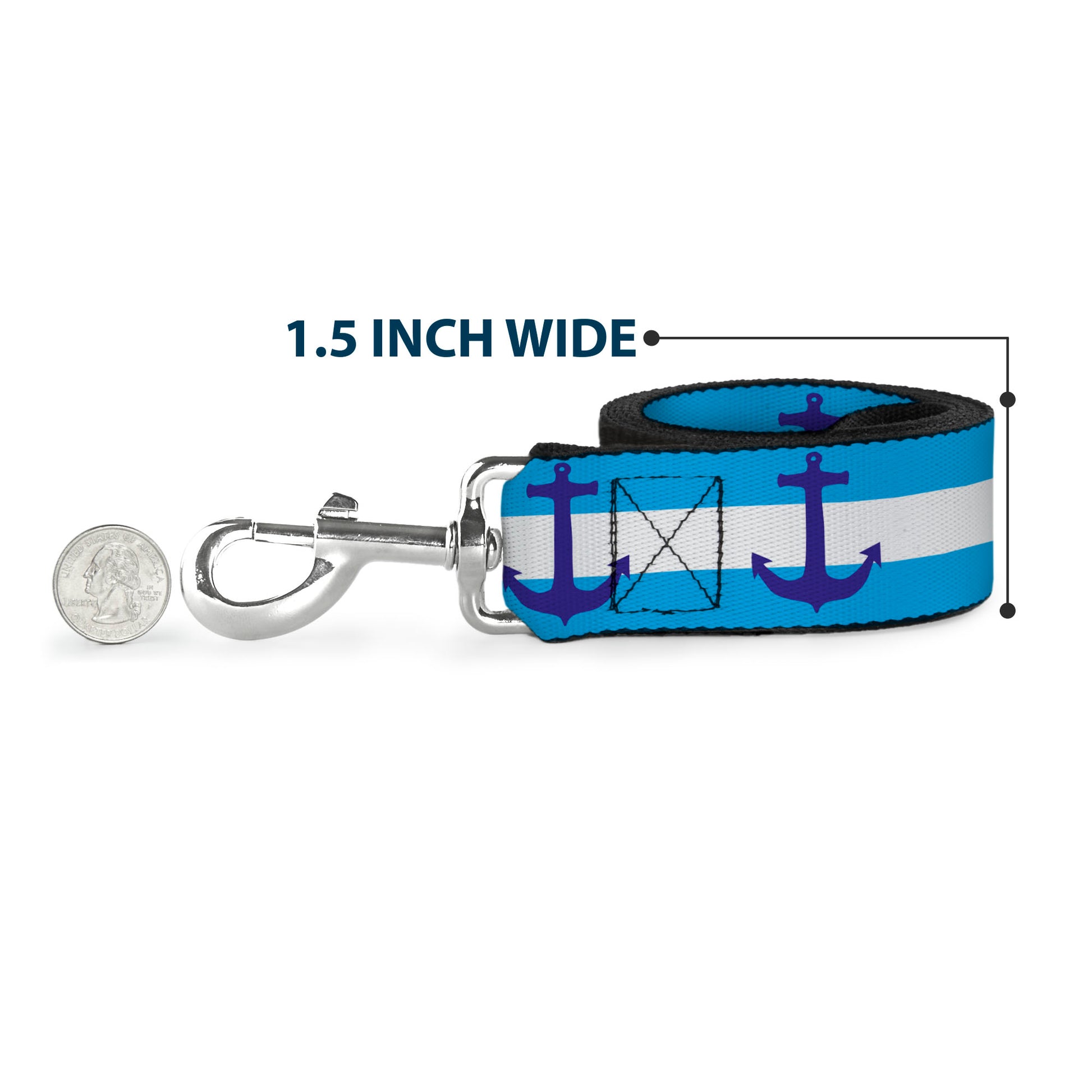 Dog Leash - Anchor/Stripe Blues/White Dog Leashes Buckle-Down