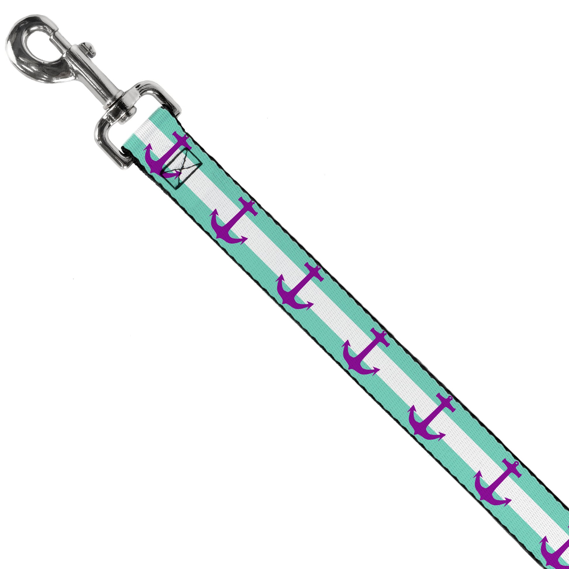 Dog Leash - Anchor/Stripe Teal/White/Purple Dog Leashes Buckle-Down