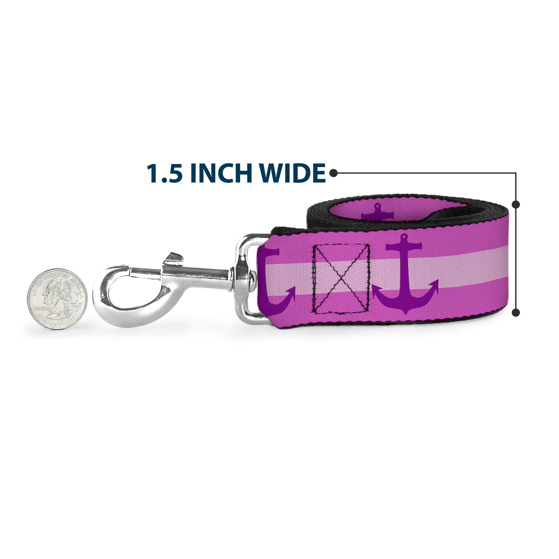 Dog Leash - Anchor/Stripe Pinks/Purple Dog Leashes Buckle-Down