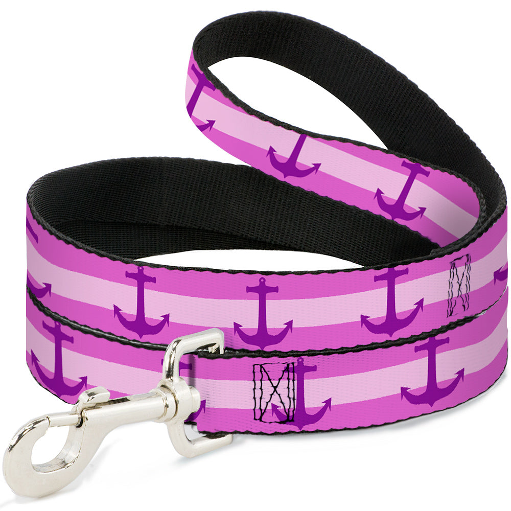 Dog Leash - Anchor/Stripe Pinks/Purple Dog Leashes Buckle-Down