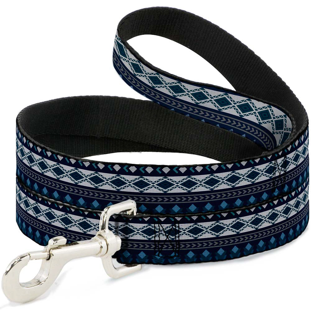 Dog Leash - Aztec4 Blues/White/Gray Dog Leashes Buckle-Down