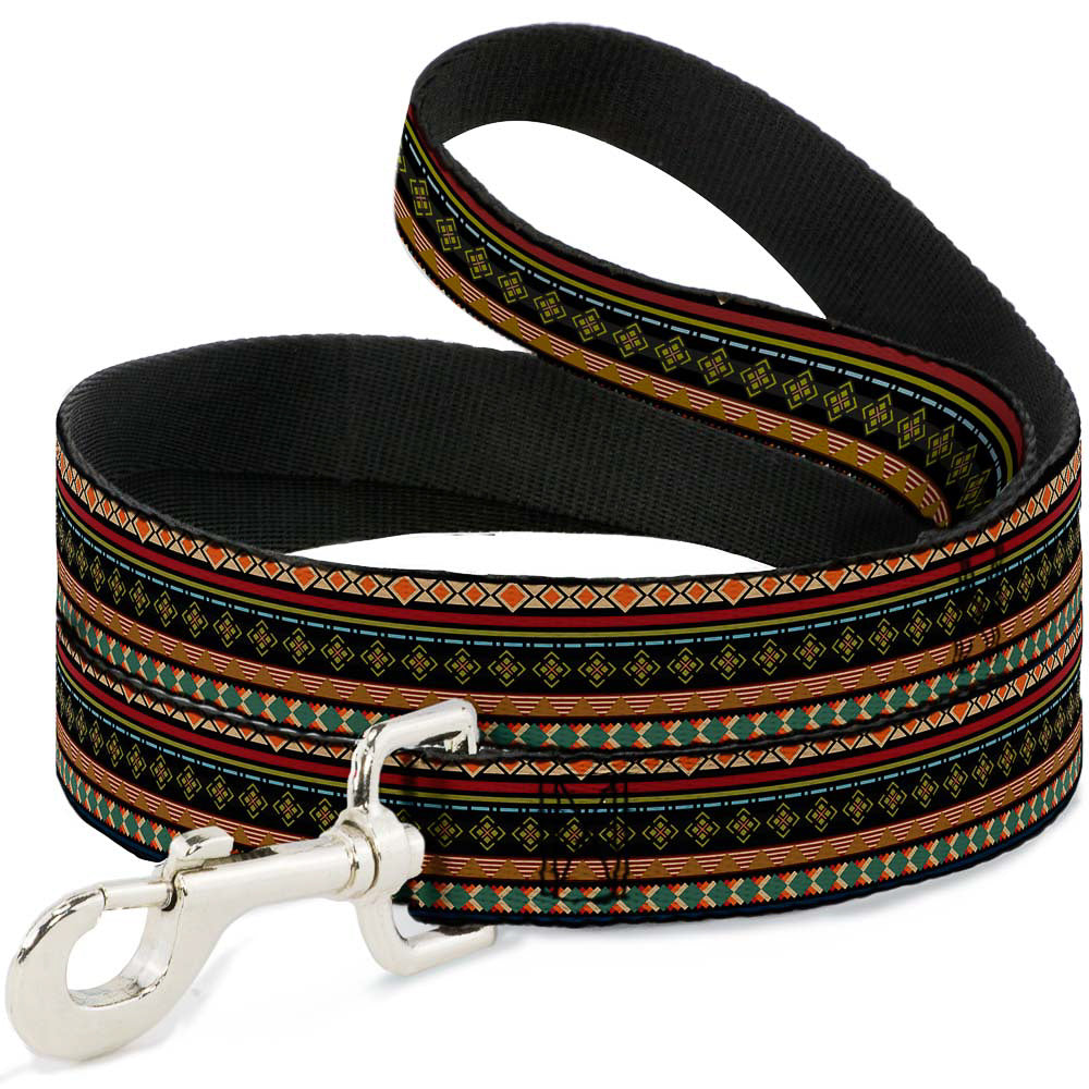 Dog Leash - Aztec5 Reds/Blues/Greens/Yellows Dog Leashes Buckle-Down