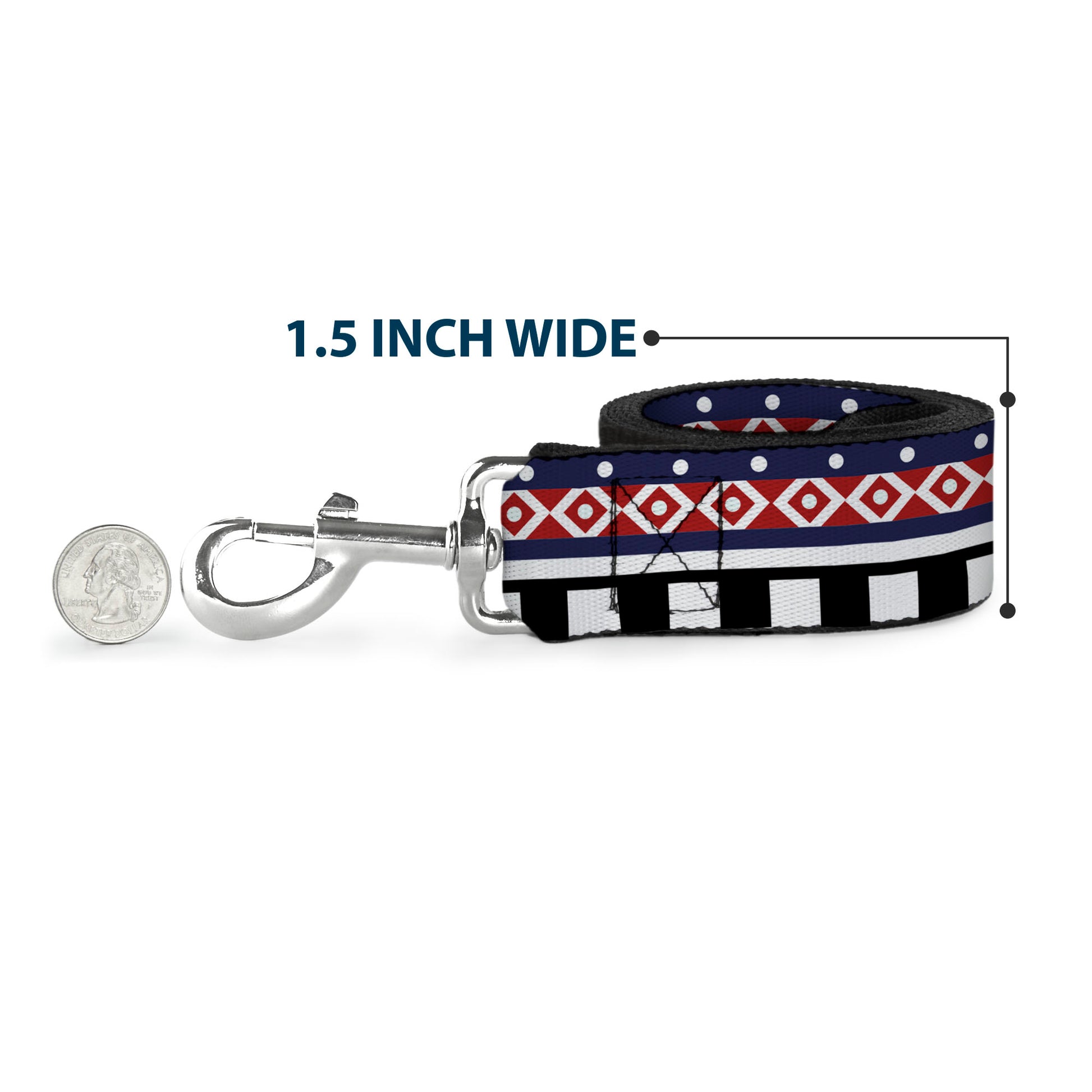 Dog Leash - Aztec13 White/Navy/Red/Black Dog Leashes Buckle-Down