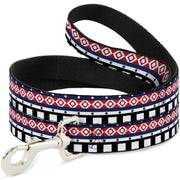 Dog Leash - Aztec13 White/Navy/Red/Black Dog Leashes Buckle-Down