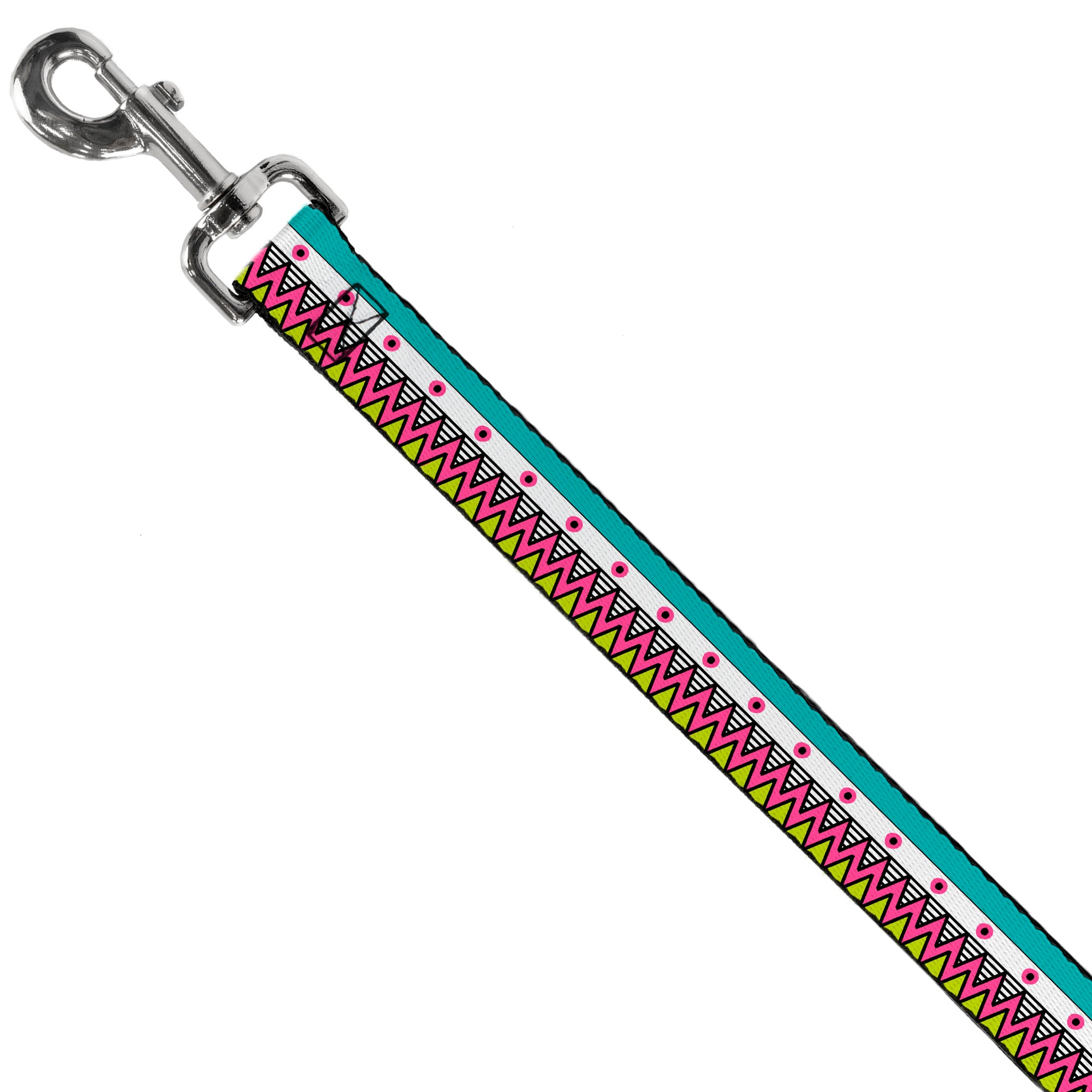 Dog Leash - Aztec 14 Seafoam Green/White/Pink/Lime Green/Black Dog Leashes Buckle-Down