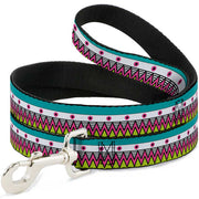 Dog Leash - Aztec 14 Seafoam Green/White/Pink/Lime Green/Black Dog Leashes Buckle-Down