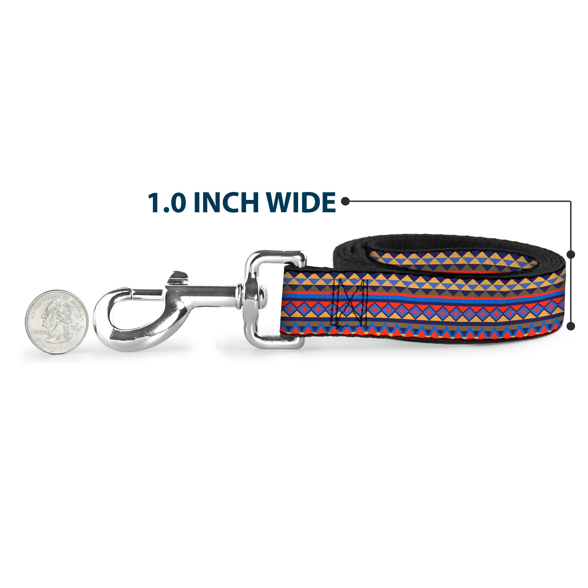 Dog Leash - Aztec 15 Blues/Yellow/Orange/Gray Dog Leashes Buckle-Down
