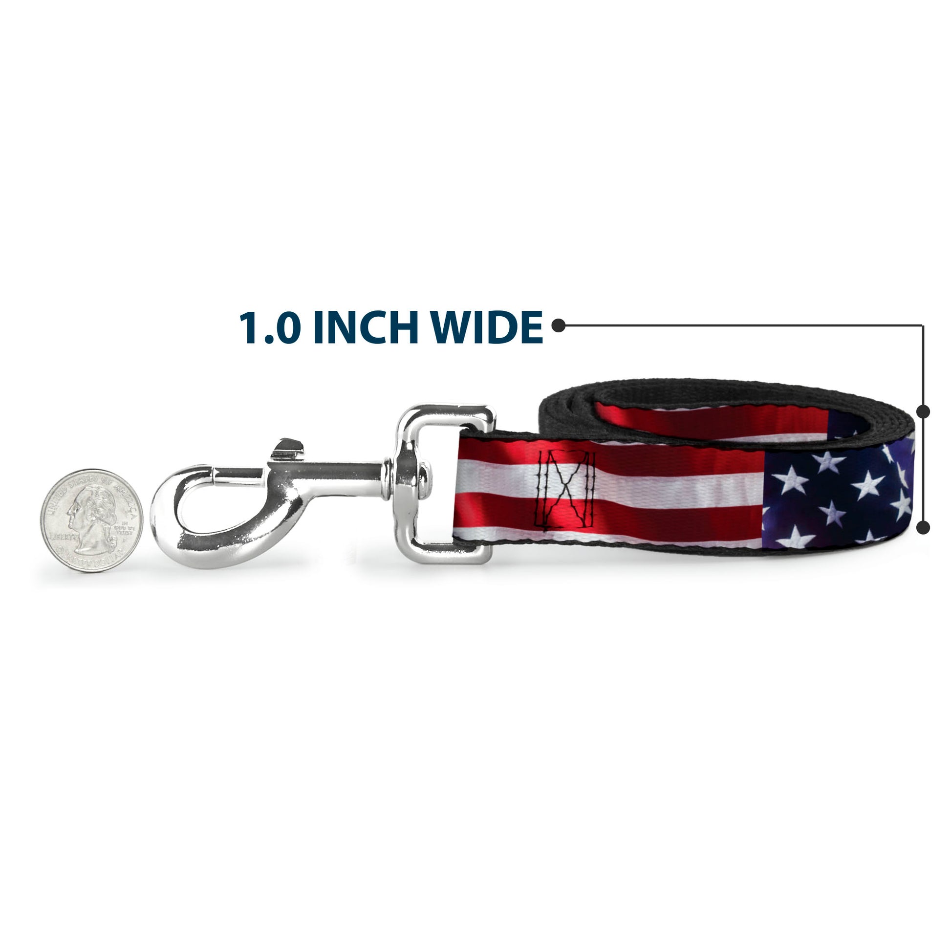 Dog Leash - American Flag Vivid CLOSE-UP Dog Leashes Buckle-Down