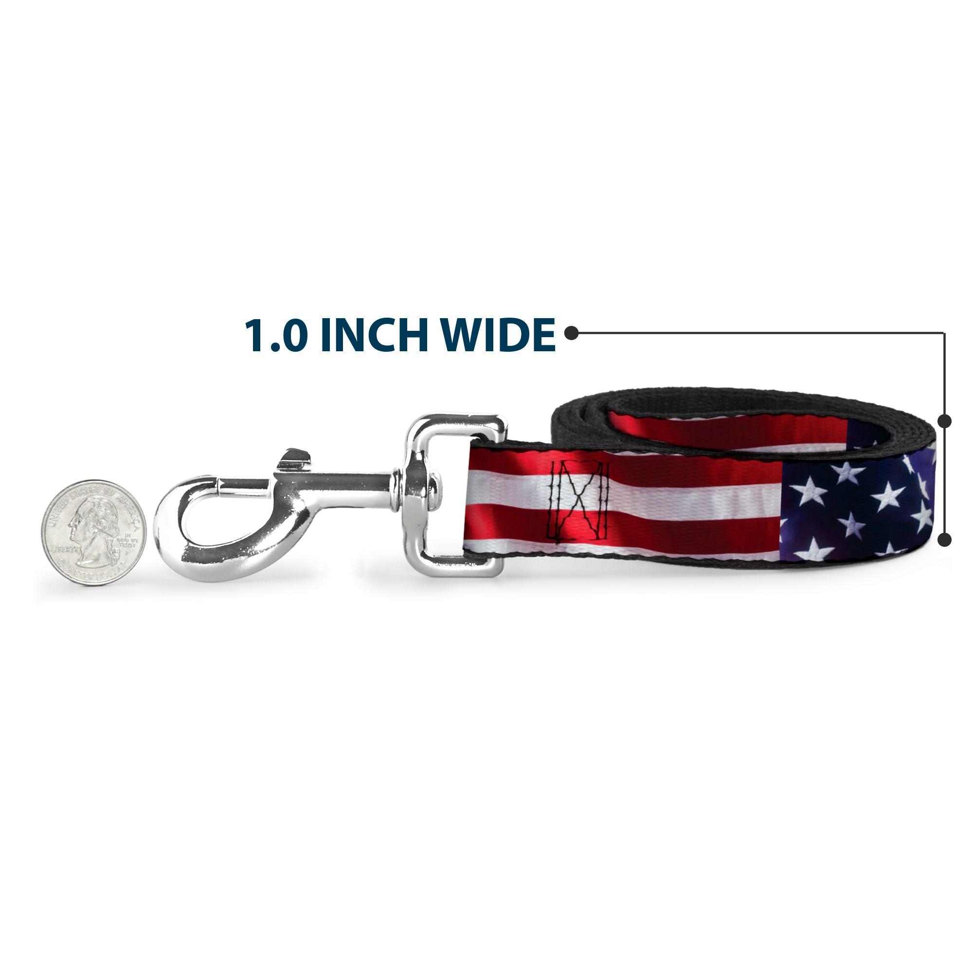 Dog Leash - American Flag Vivid CLOSE-UP Dog Leashes Buckle-Down