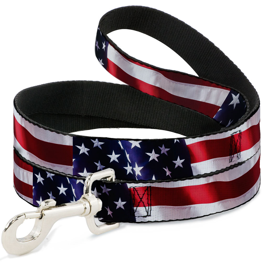 Dog Leash - American Flag Vivid CLOSE-UP Dog Leashes Buckle-Down