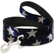 Dog Leash - American Flag Vivid Stars CLOSE-UP Blue/White Dog Leashes Buckle-Down