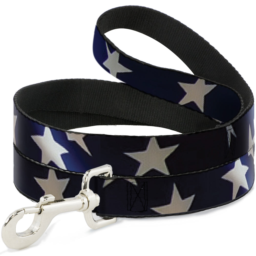 Dog Leash - American Flag Vivid Stars CLOSE-UP Blue/White Dog Leashes Buckle-Down